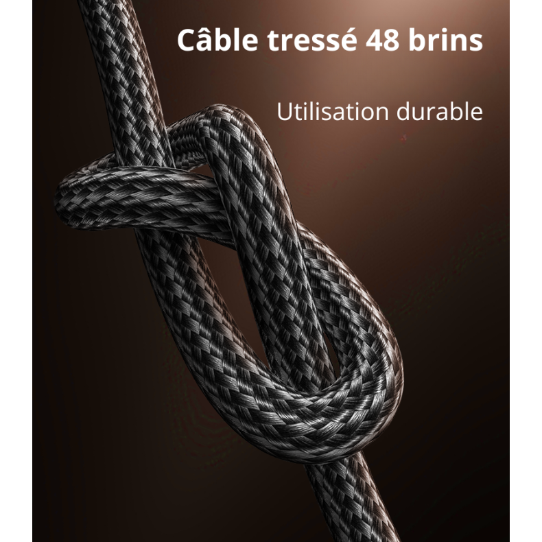 Câble tressé 48 brins, utilisation durable