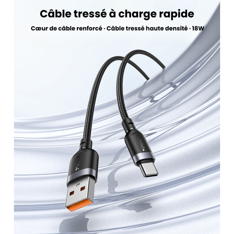 Câble au choix : USB-A vers Type-C 18W