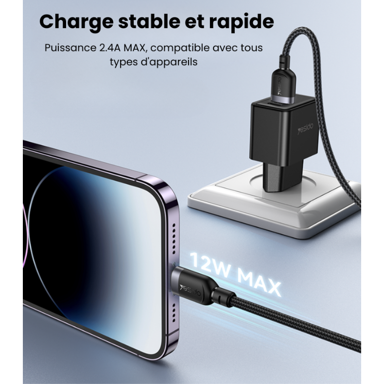 Charge stable et rapide, 2.4A MAX