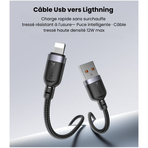 Câble Usb vers Lightning, charge rapide sans surchauffe