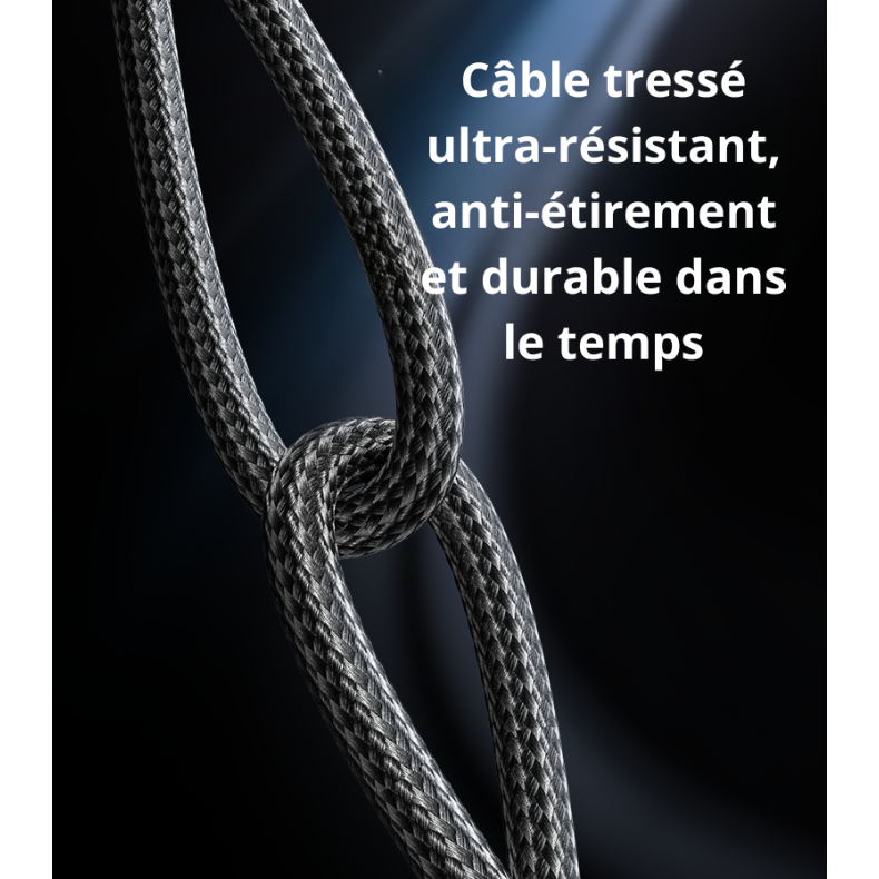 Câble tressé ultra-résistant, anti-étirement et durable dans le temps