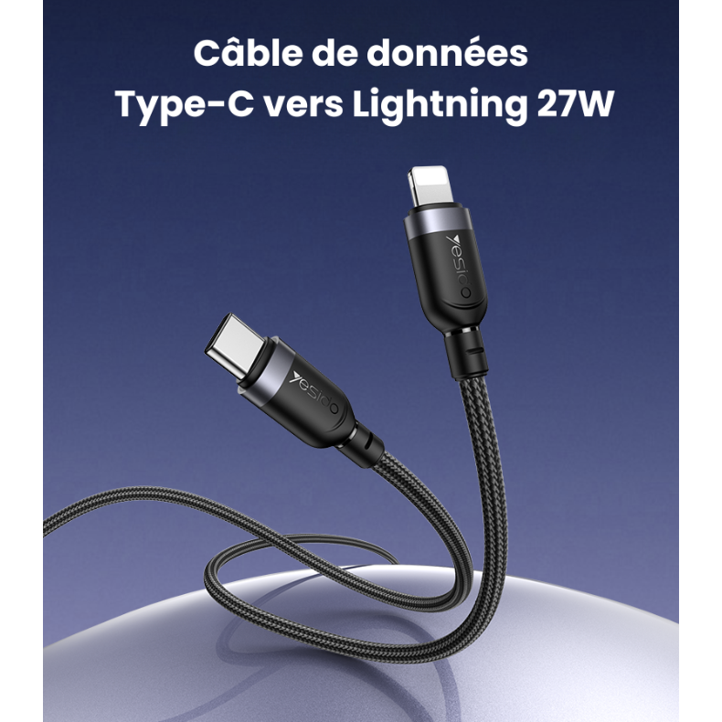 Câble au choix : Type-C vers Lightning 27W