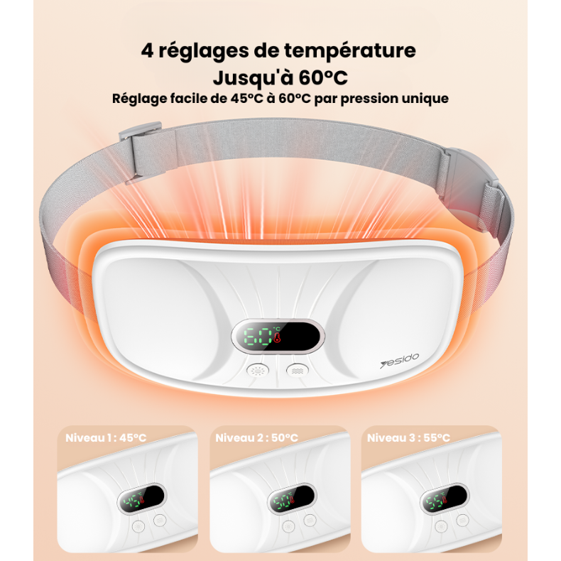4 réglages de température jusqu'à 60°C