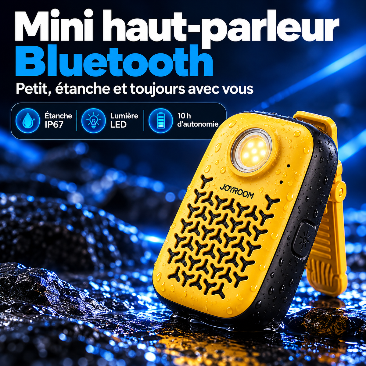 Mini Haut-Parleur Portable Bluetooth – IP67, LED, 3 Modes Sonores