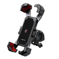 Support téléphone moto Joyroom noir et rouge, design carbone, fixation robuste pour guidon
