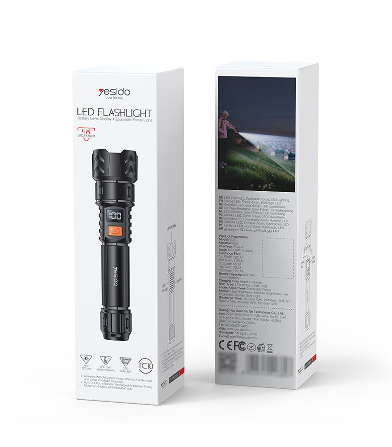 Lampe torche LED tactique zoom télescopique 220 lumens