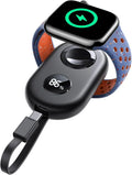 Chargeur sans fil portable pour Apple Watch, affichage 86%, compatible avec bracelet sport bleu et orange