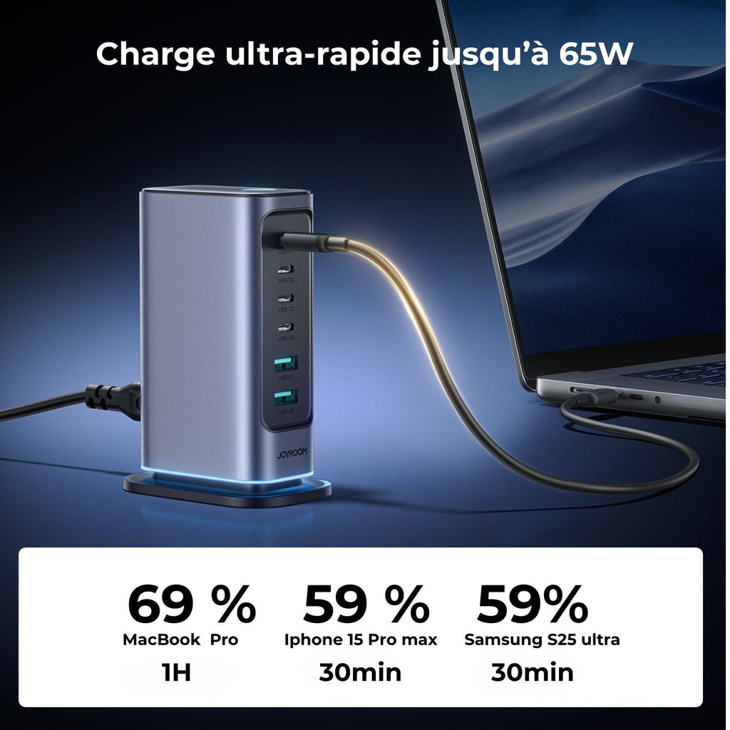 Station de charge 6-en-1 – Technologie GaN 65 W – vue 3