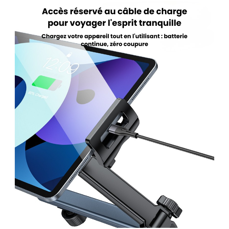 Support Tablette et Téléphone pour Appuie-tête Voiture — Bras Articulé 360°