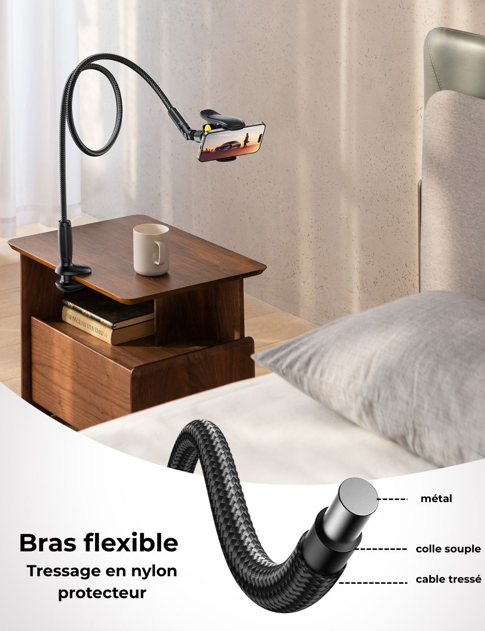 SUPPORT TELEPHONE COL DE CYGNE – vue 3