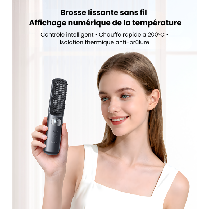 Brosse Lissante Sans Fil Rechargeable