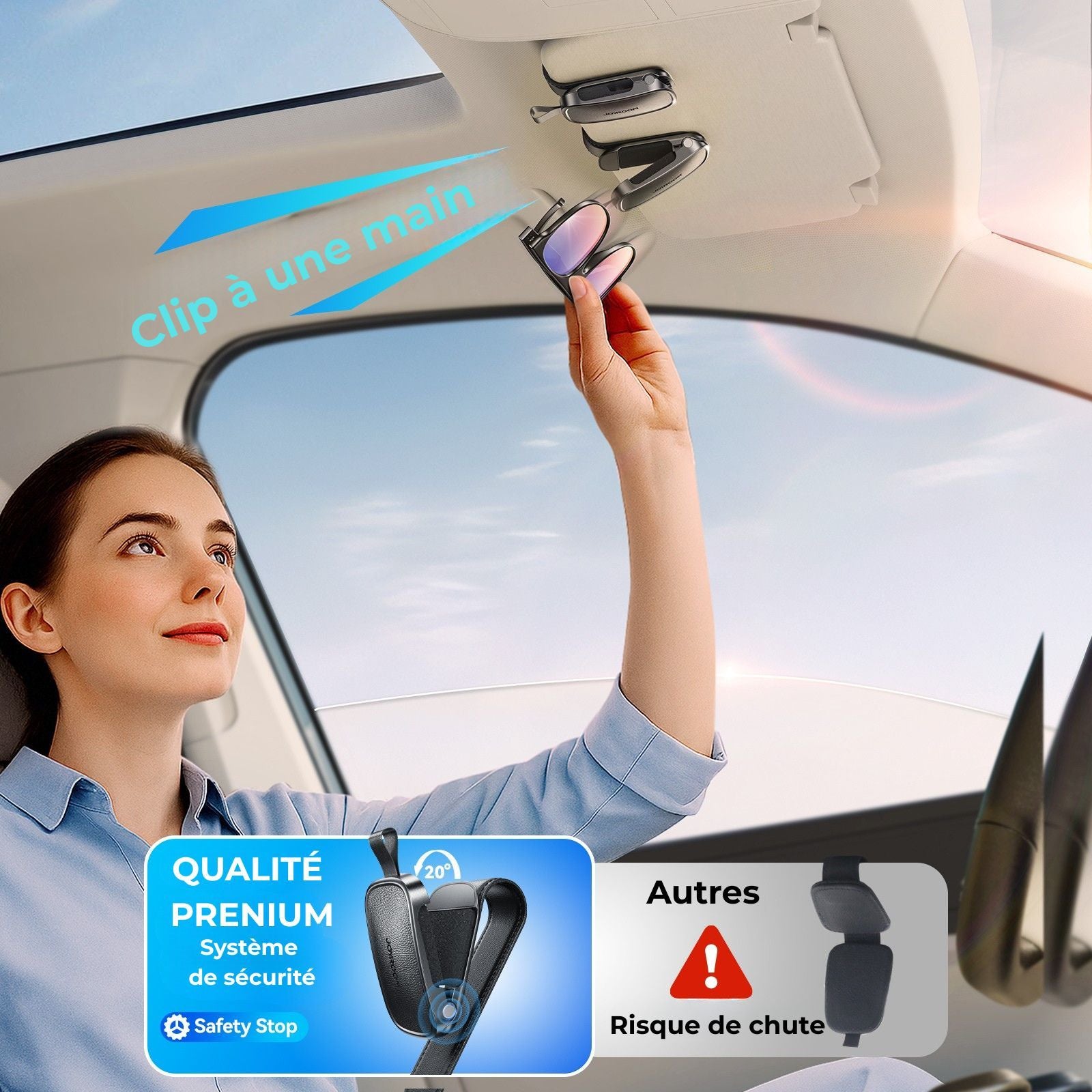 Support Clip Lunettes Pare-Soleil