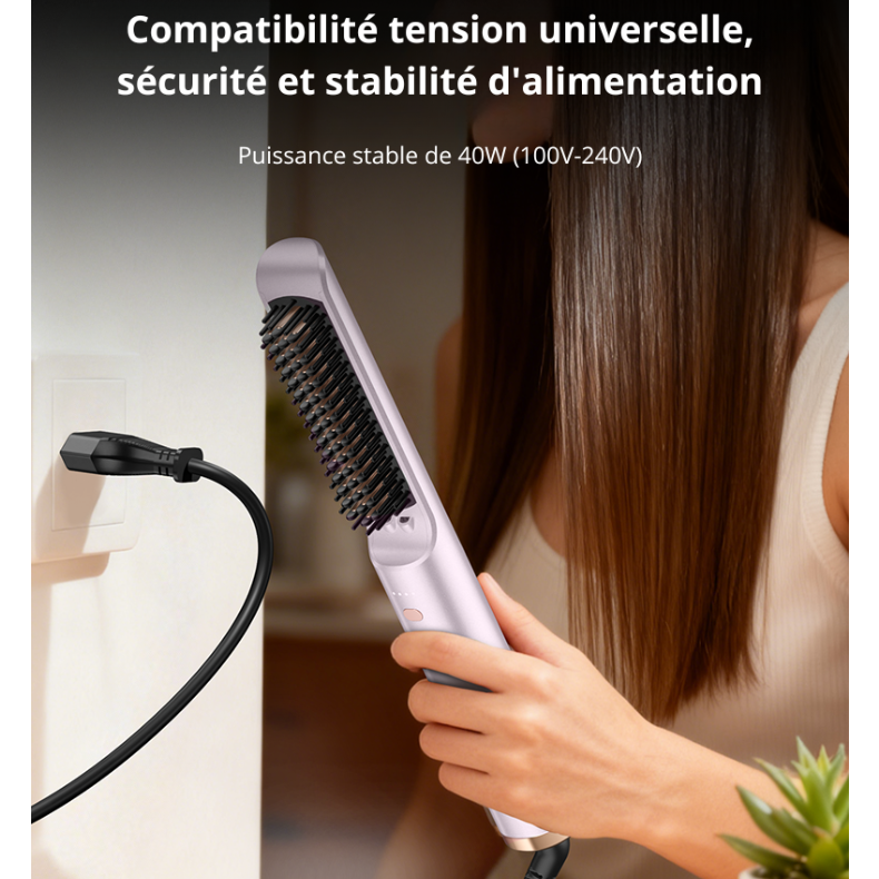 Brosse lissante  à ions négatifs