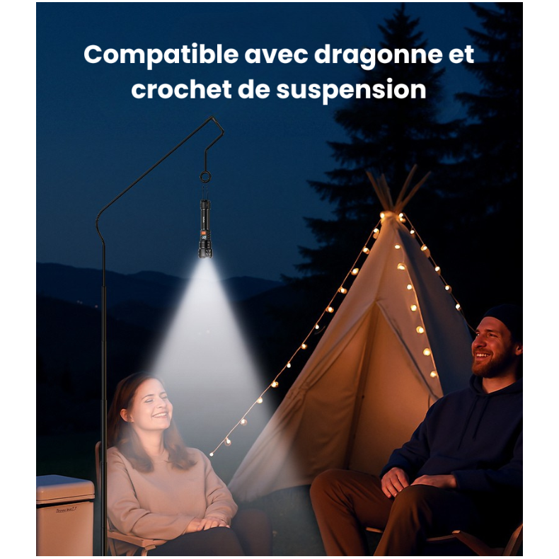 Lampe torche LED tactique zoom télescopique 220 lumens