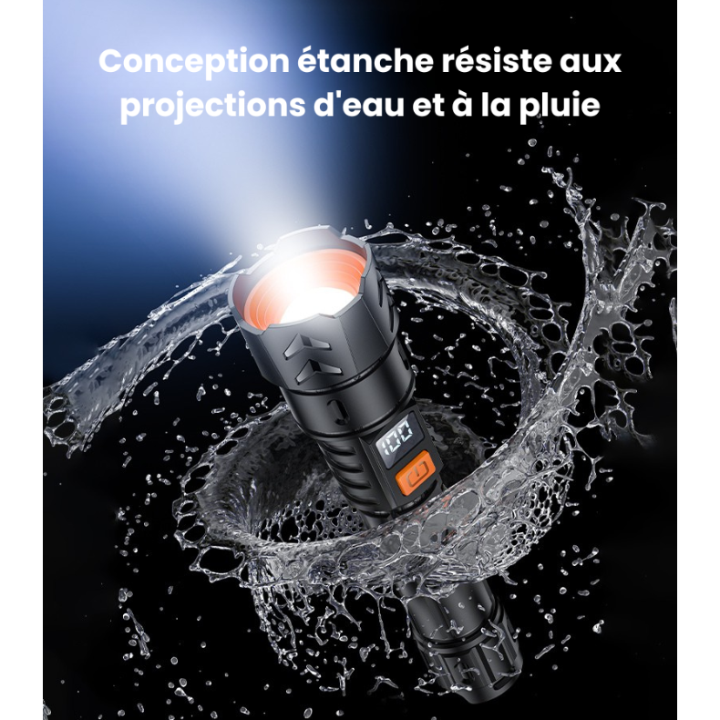 Lampe torche LED tactique zoom télescopique 220 lumens