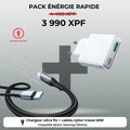 Chargeur rapide 60W + câble nylon tressé, compatible iPhone, Samsung, tablettes - Pack énergie rapide
