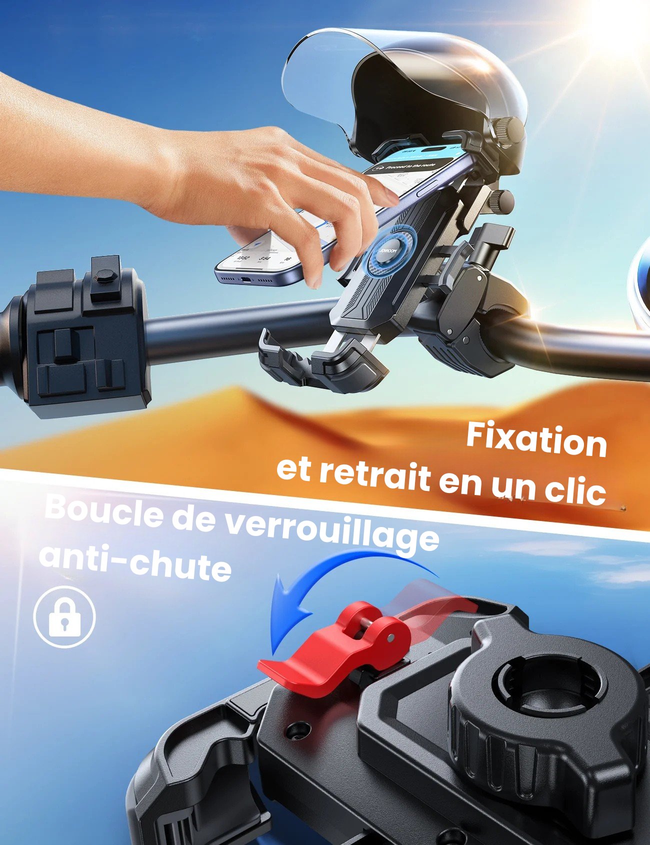 Support Téléphone Moto avec Protection Solaire