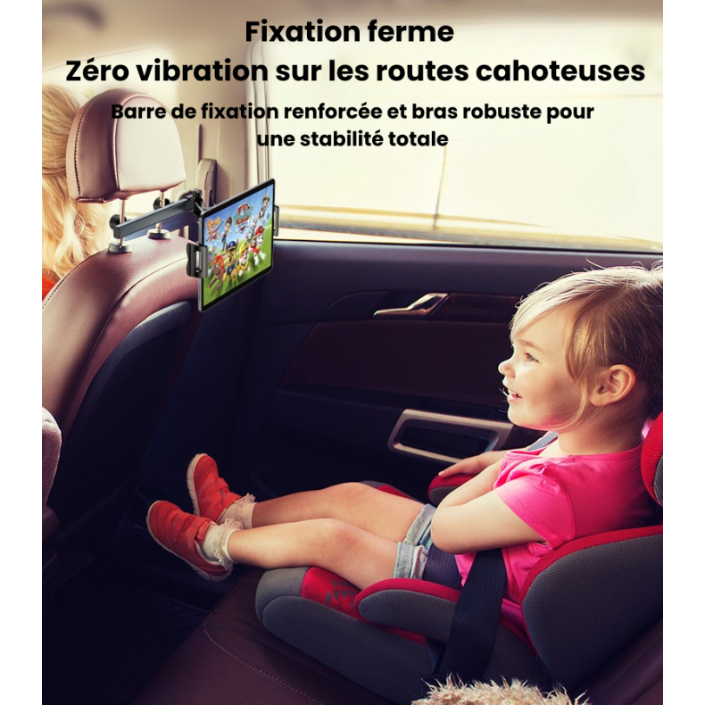 Support Tablette et Téléphone pour Appuie-tête Voiture — Bras Articulé 360°