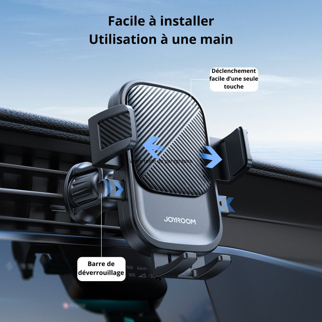 Support téléphone fixation grille d'aération