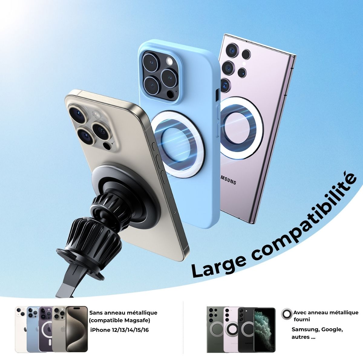 Support téléphone magnétique pour voiture – vue 2