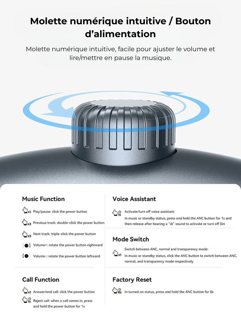 Casque sans fil avec réduction de bruit hybride ANC – vue 4