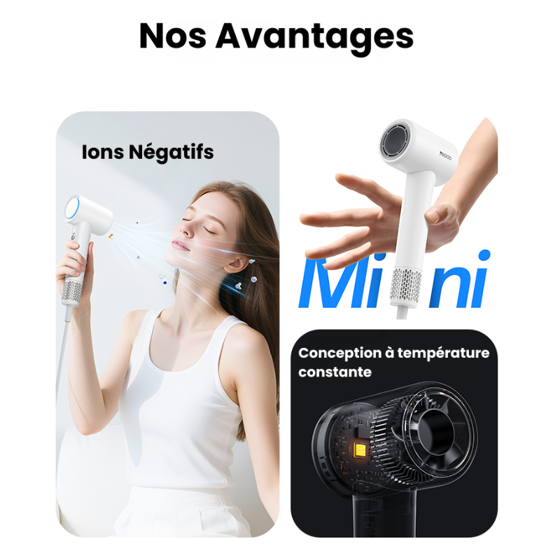 Sèche-cheveux ionique  – Moteur brushless 100 000 tr/min