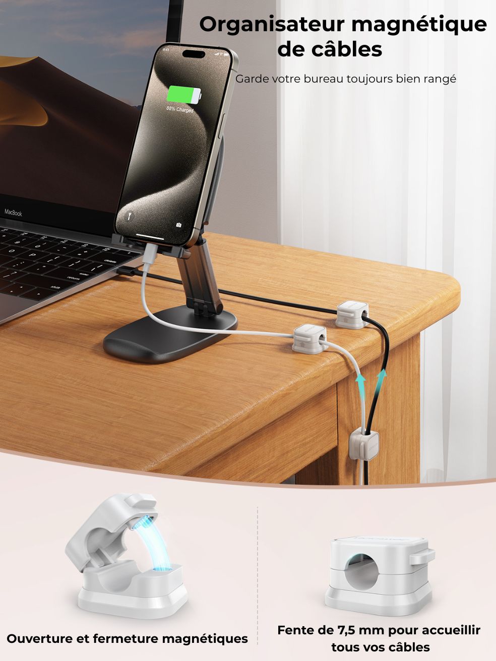 Organisateur magnétique de câbles