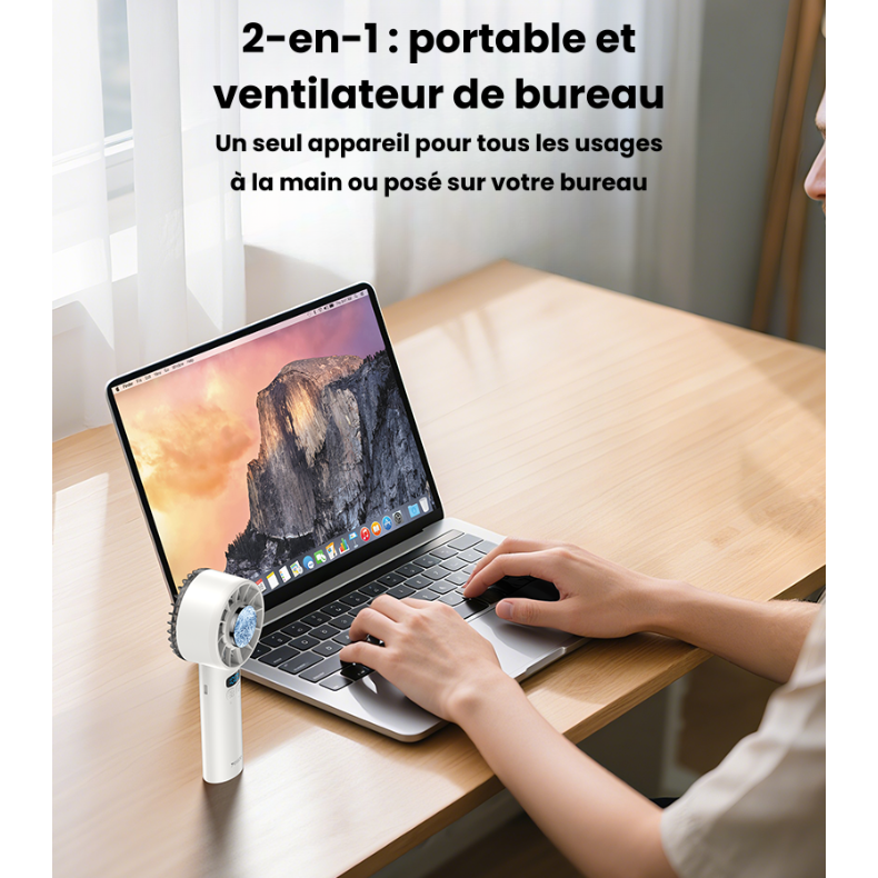 Mini Ventilateur Portable 2-en-1 — Refroidissement Semi-Conducteur