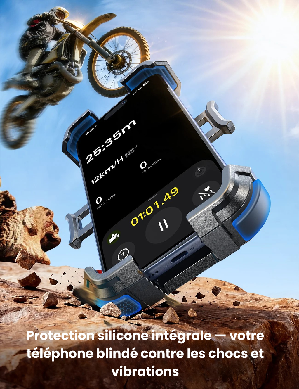 Support Téléphone Moto avec Protection Solaire