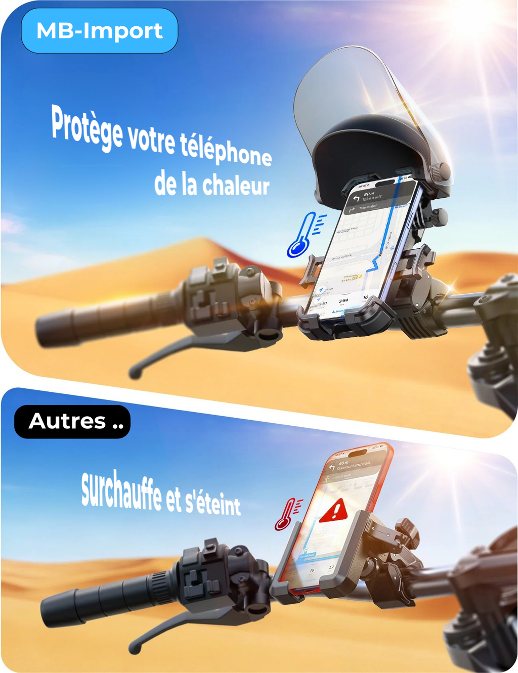 Support Téléphone Moto avec Protection Solaire