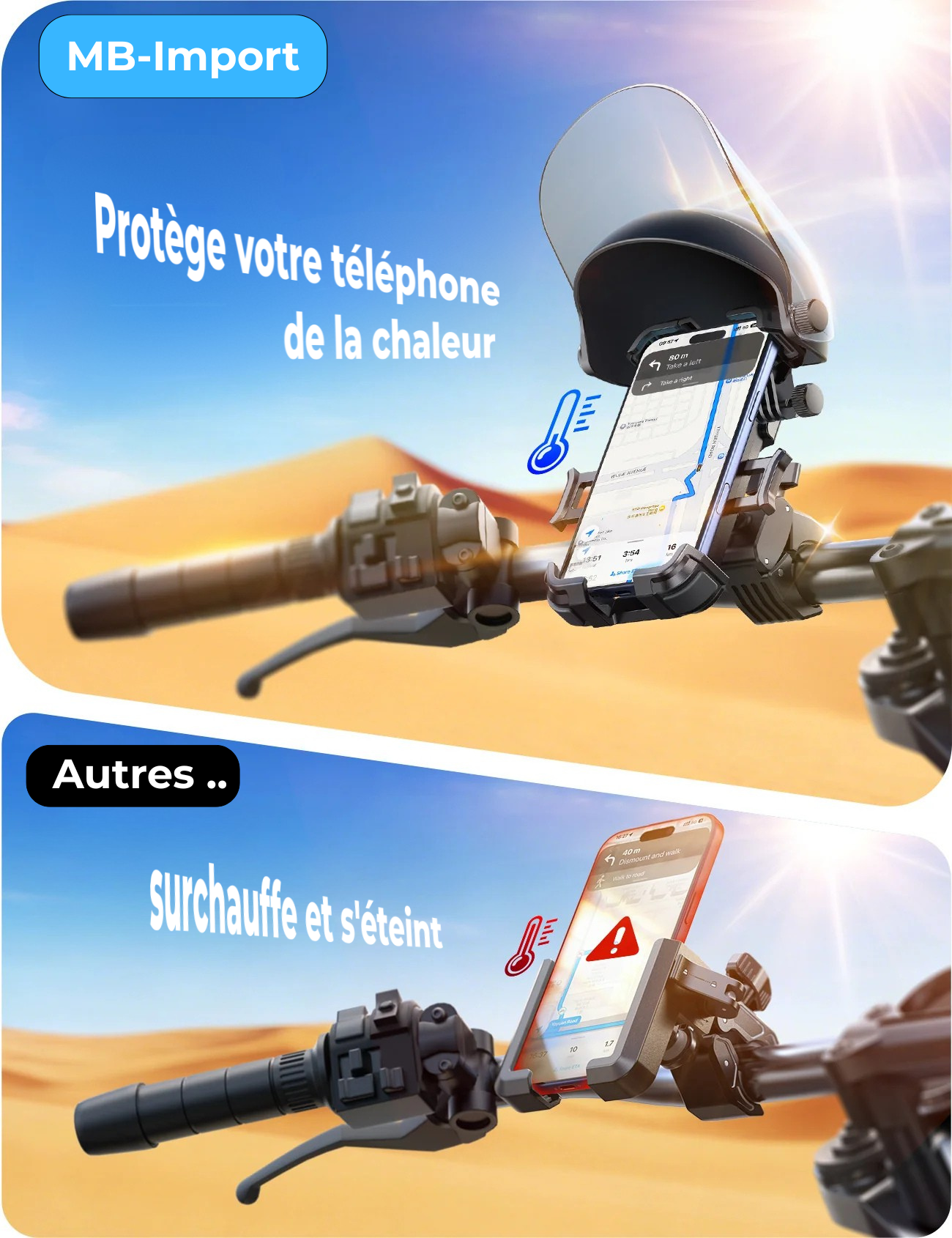 Support Téléphone Moto avec Protection Solaire