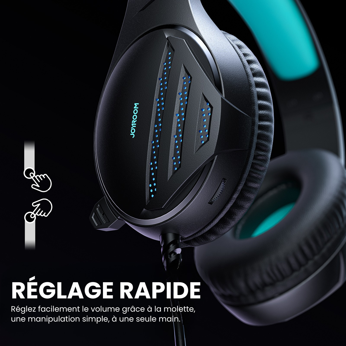 Casque Gaming Filaire LED Bleu — 50mm, Micro Intégré, Multi-Plateformes