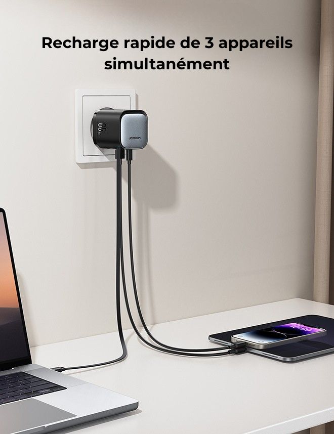 Chargeur d’alimentation 65 W avec câble USB-C rétractable
