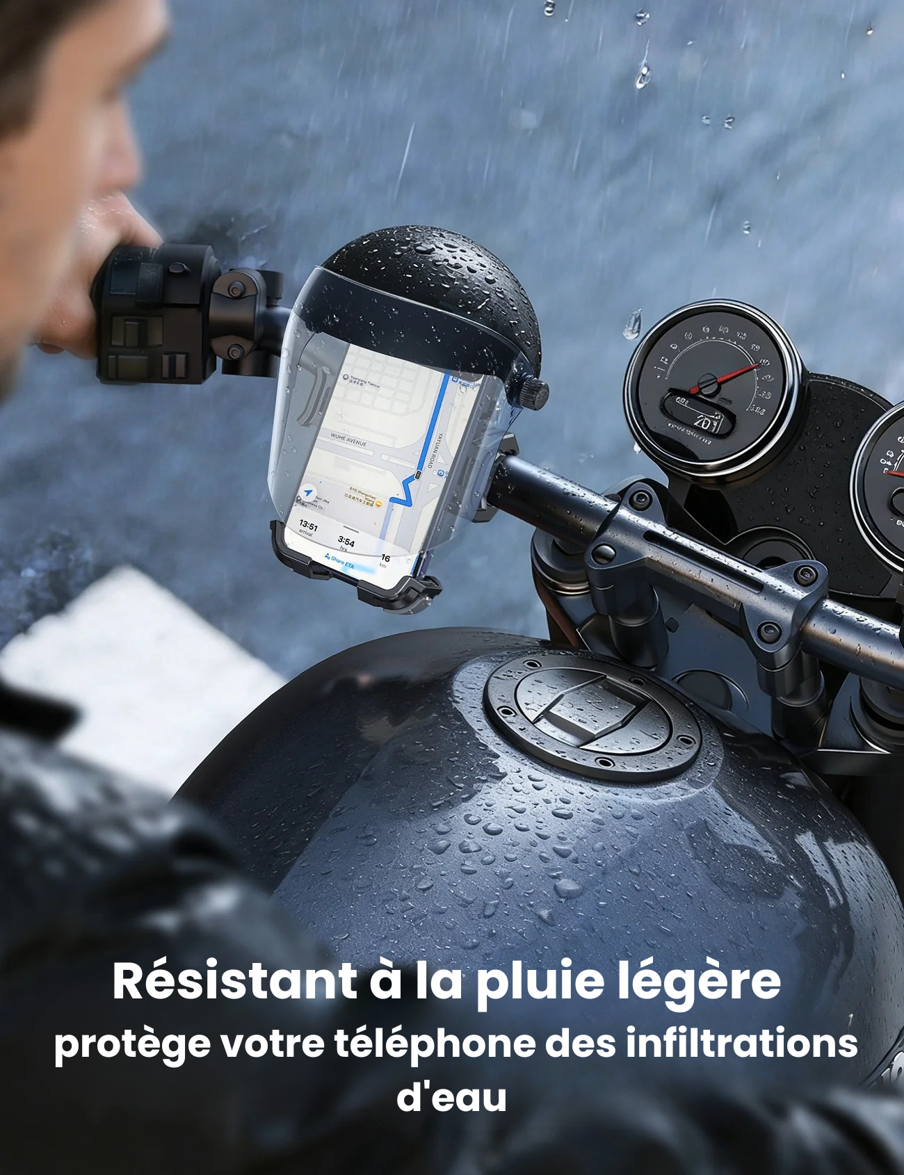 Support Téléphone Moto avec Protection Solaire