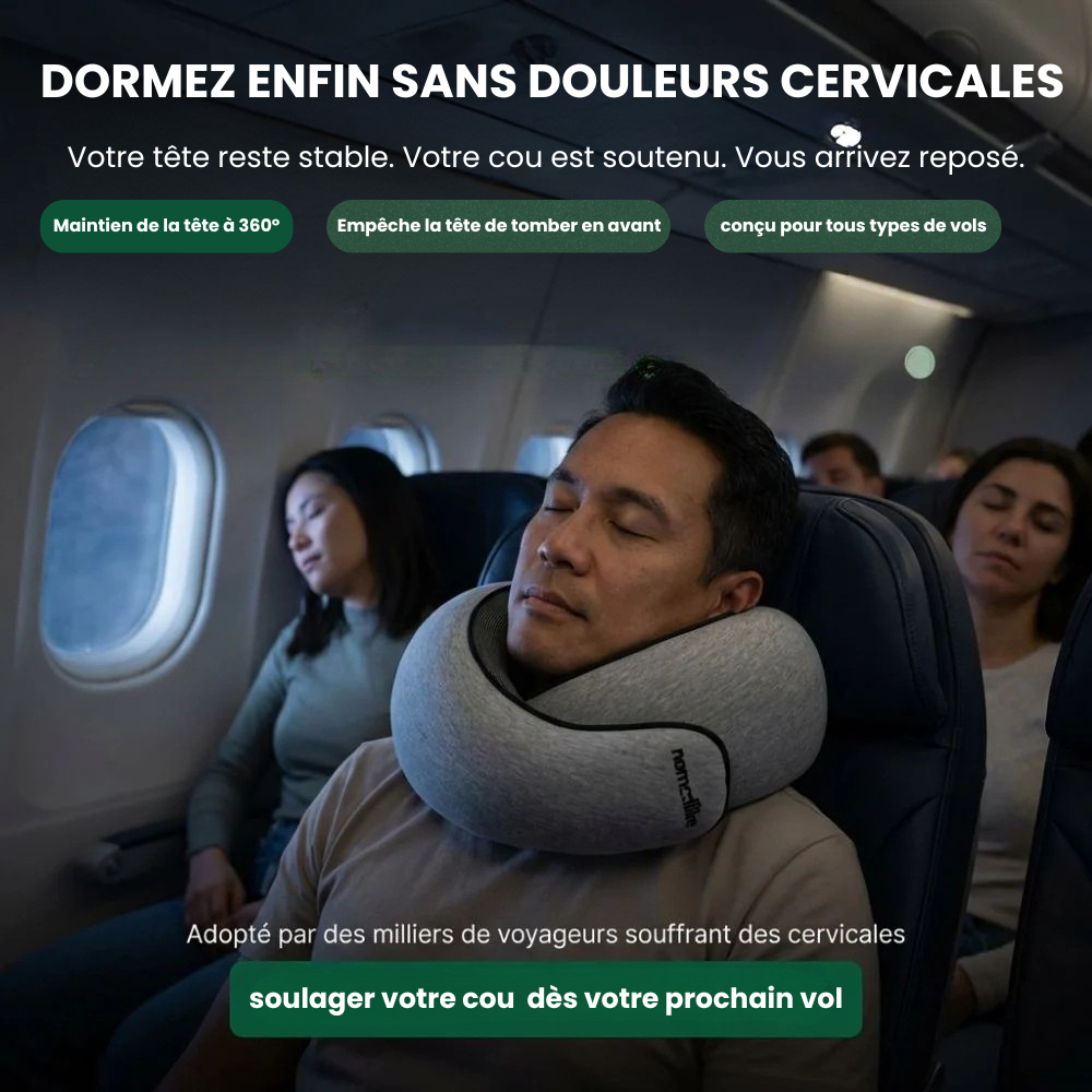 Coussin Voyage Ergonomique (Pack complet : Masque de nuit + bouchon d'oreille )