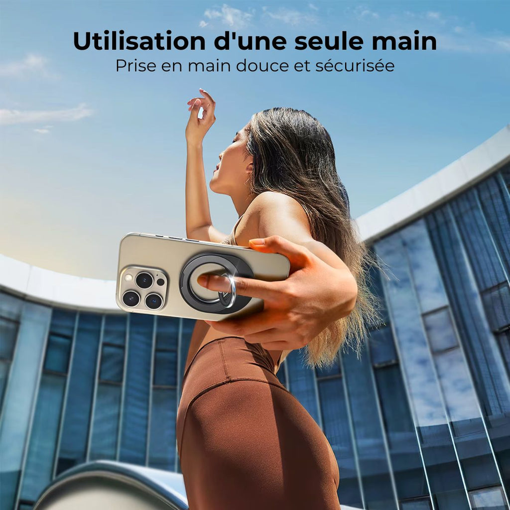 Support de téléphone magnétique avec anneau rotatif