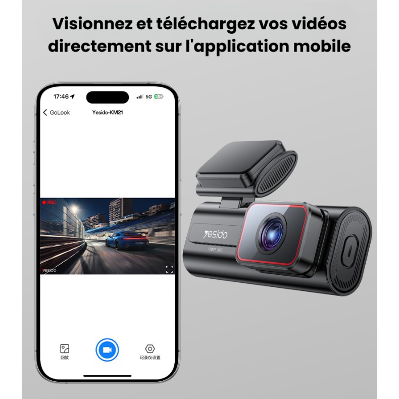 Dashcam voiture Full HD 1080P avec écran intégré et WiFi