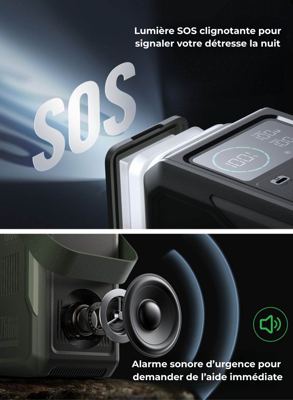 Batterie externe 75 000 mAh – 100 W – Multi-ports – Lampe et SOS – vue 10