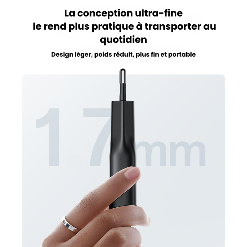 Taille MINI ultra-réduite, chargeur discret utilisable partout