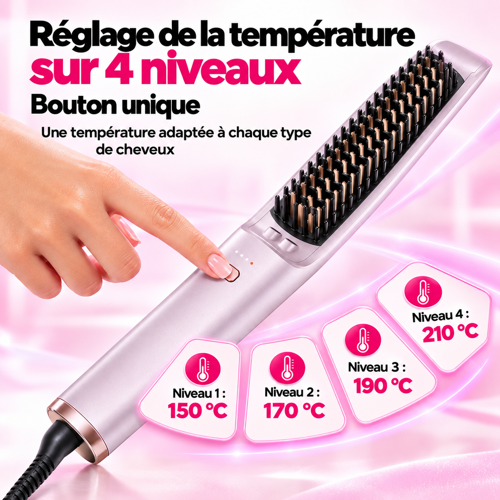 Réglage de la température sur 4 niveaux par bouton unique : 150, 170, 190 et 210 °C