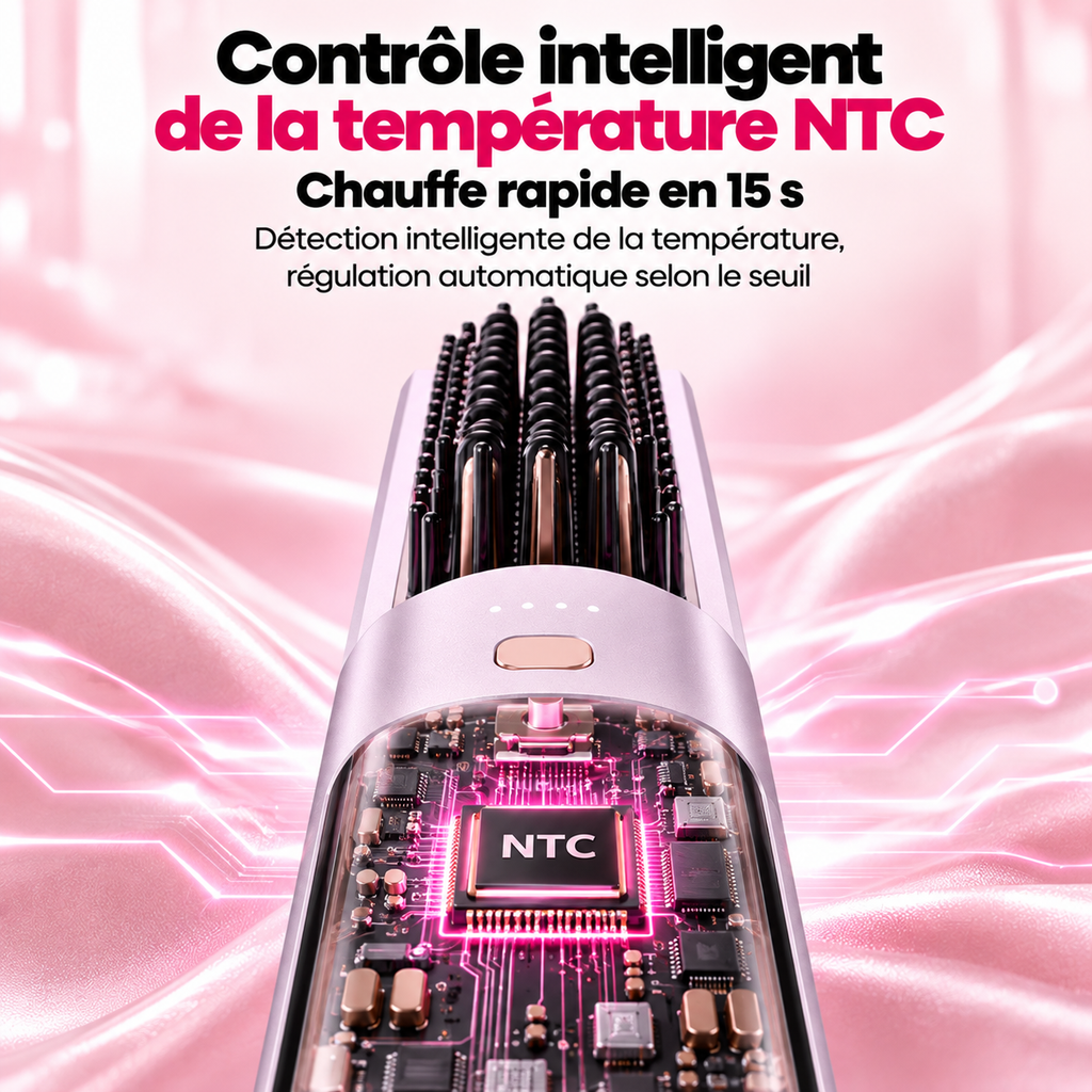Vue intérieure de la brosse lissante avec la puce NTC de contrôle intelligent de la température