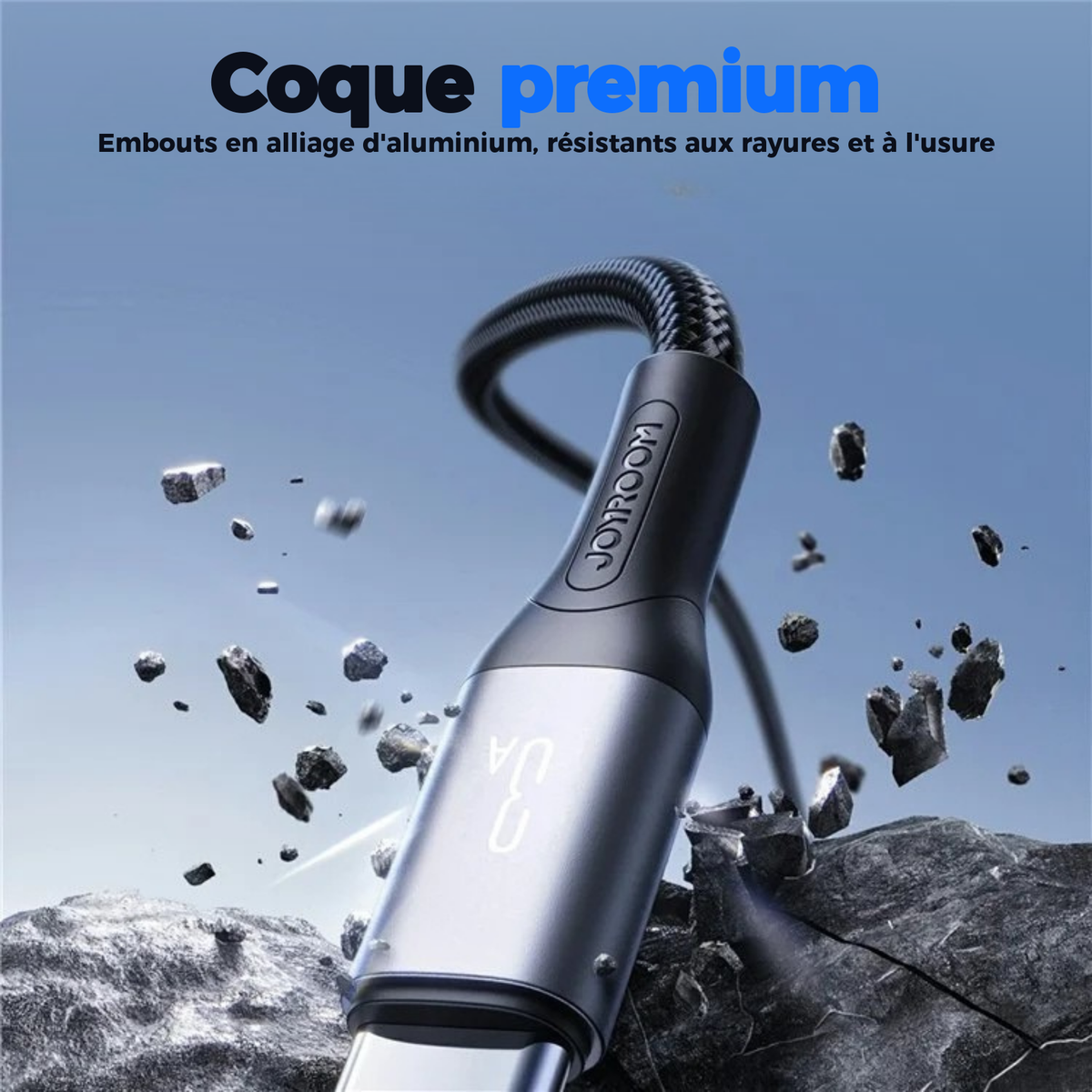 Coque premium : embouts en alliage d'aluminium résistants aux rayures et à l'usure