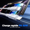 Câble de charge rapide Type-C vers Lightning PD 30W pour iPhone et iPad