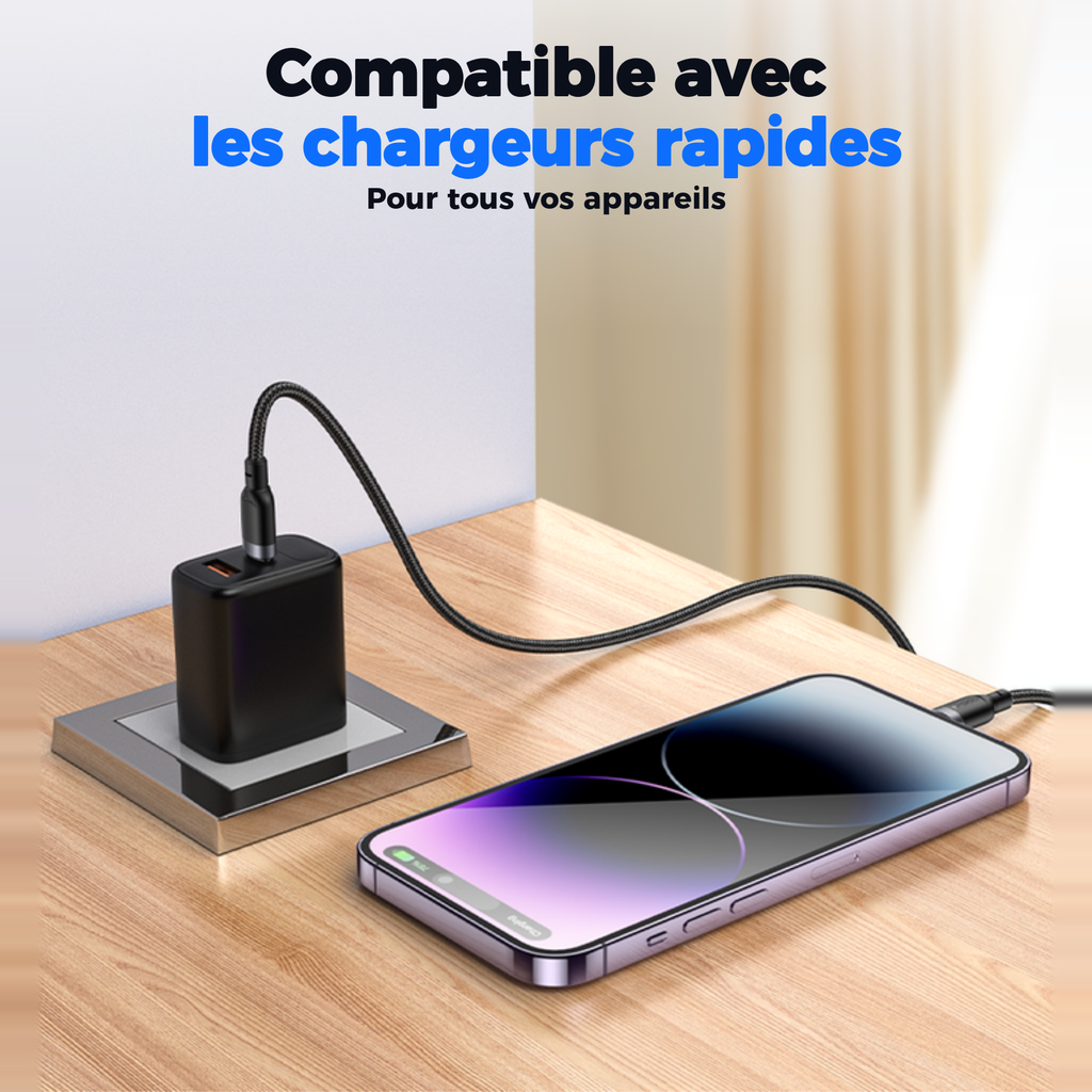 Compatible avec les chargeurs rapides pour tous vos appareils