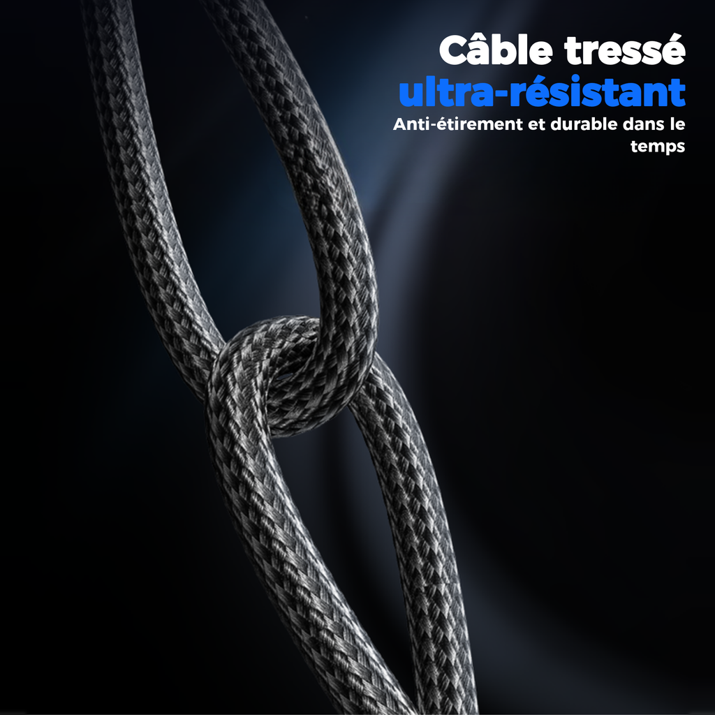 Câble tressé ultra-résistant, anti-étirement et durable dans le temps