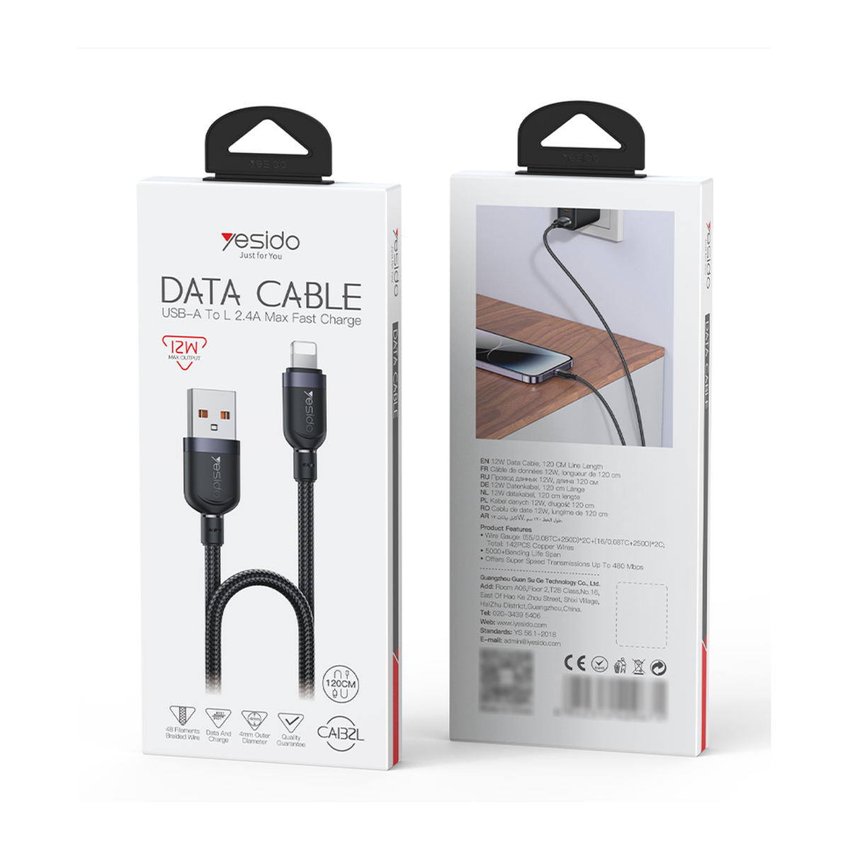 Boîte du câble tressé USB-A vers Lightning 12W