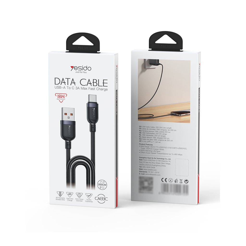 Boîte du câble tressé USB-A vers Type-C 18W