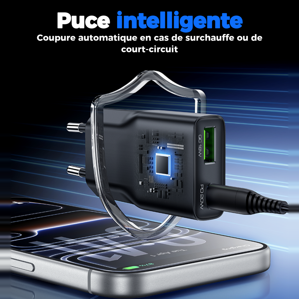 Puce intelligente : coupure automatique en cas de surchauffe ou de court-circuit