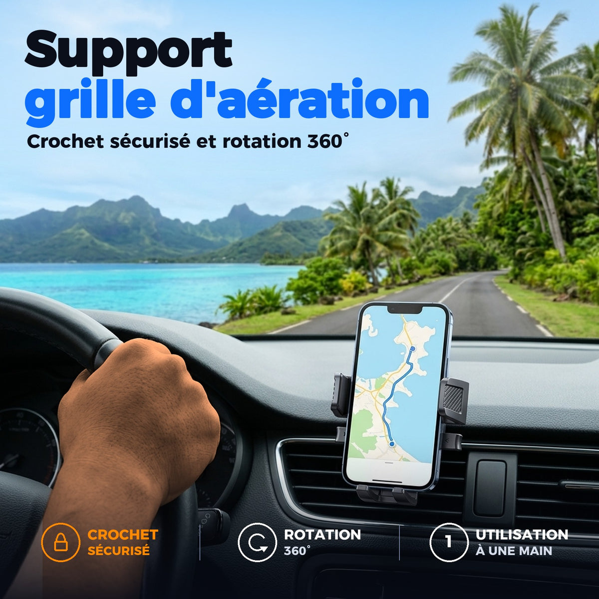 Support téléphone grille d'aération à Tahiti