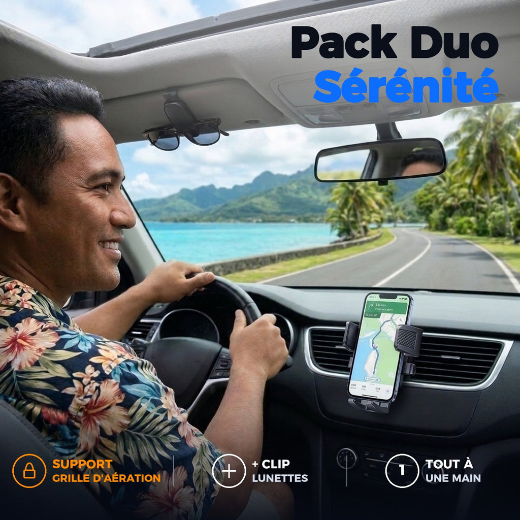 Pack Duo Sérénité support grille d'aération + clip lunettes
